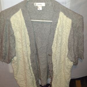 CJ Banks Gray and Cream Women's Cardigan